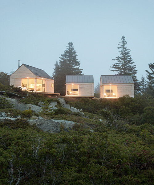OPAL architecture’s prefab CLT cabins float gently over quarry in rural maine
